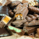 Pile of various chocolate bars and chocolate candies